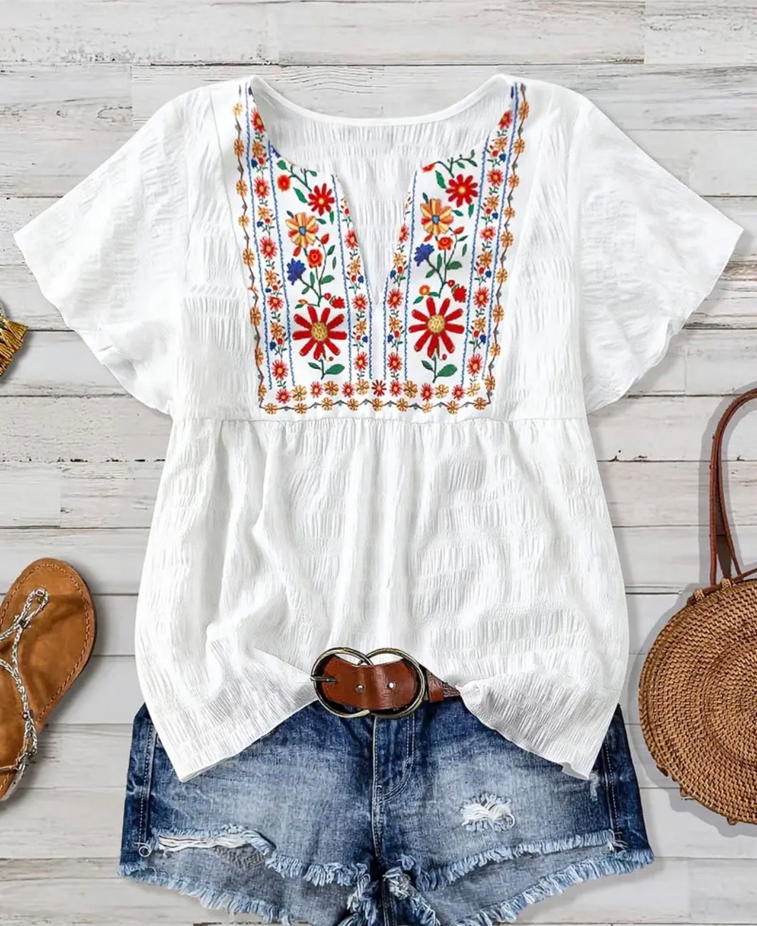 Embroidered Floral Top