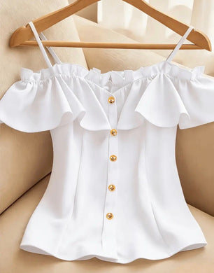 White Ruffle Off-Shoulder Top