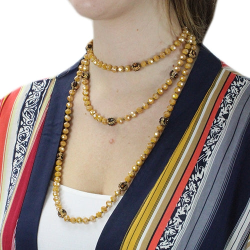 Gold Crystal Beaded Necklace