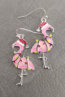 Flamingo Christmas Earrings